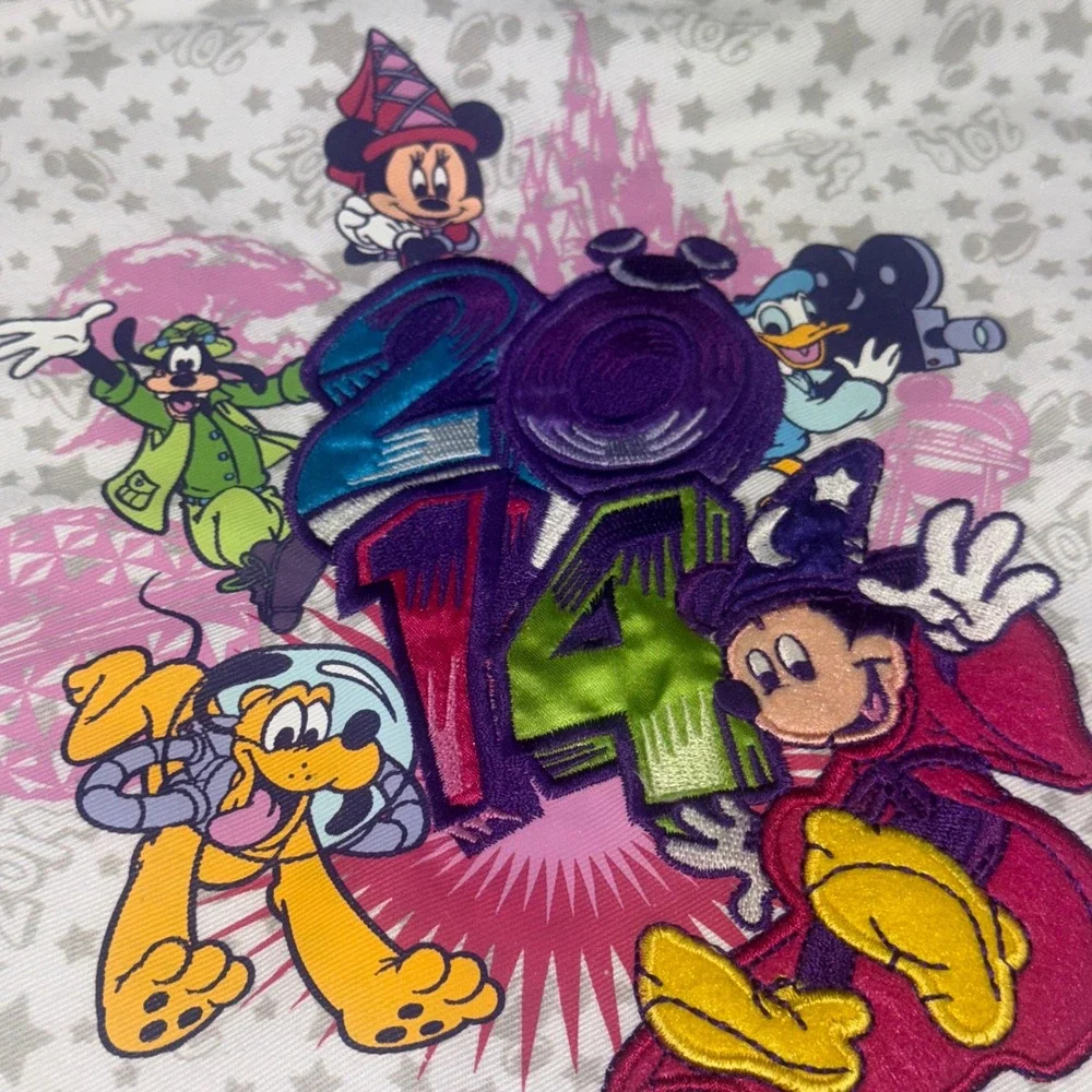 Walt Disney World‎ Mickey Minnie Donald Goofy Pluto Drawstring Bag White Pink